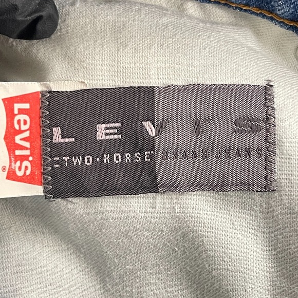 Levi's Blue Denim Leather Tab Straight Leg Jeans Mens VTG Made in USA Size 36x30 - Picture 16 of 16